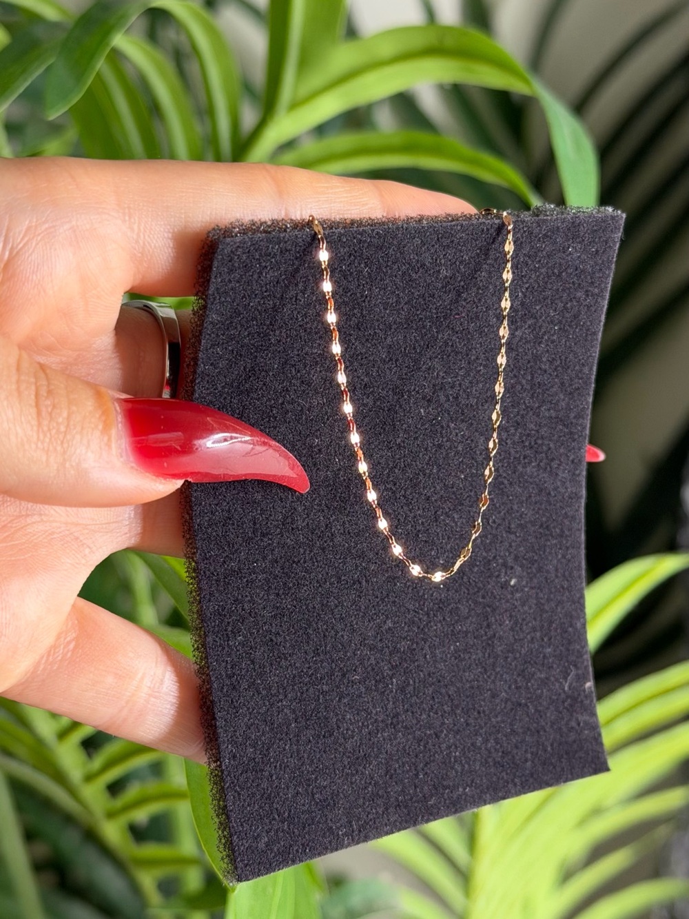 10K Solid Rose Gold Mirror Link Bracelet 6” 1.3mm Dainty Real Gold Chain